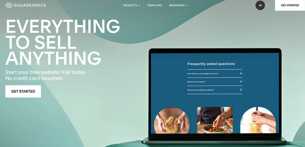 Squarespace website builder dashboard with drag-and-drop tools for creating elegant, modern websites.