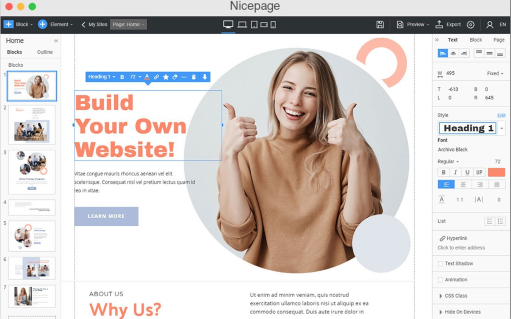 Launching a professional website with a website builder.